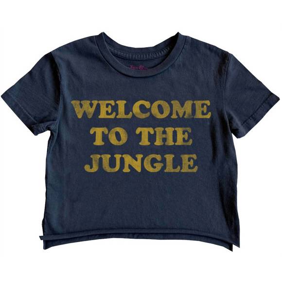 NEW ROWDY SPROUT boy's gnr welcome to the jungle not quite crop tee in jet black - Picture 1 of 1